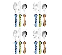 EXZACT Cubertería infantil de acero inoxidable, 12 piezas, cubiertos para niños, 4 tenedores, 4 cuchillos de cena, 4 cucharas, sin BPA, aptos para lavavajillas