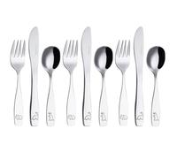 Exzact Cubertería para niños, 9 piezas, acero inoxidable, cubiertos para niños, aptos para lavavajillas, más de 24 meses, dinosaurios