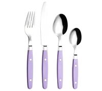 Exzact Cuberterías 24 Piezas Acero Inoxidable - con Asas de Remache artesanales/Cubiertos de Estilo Retro - 6 x Tenedores, 6 x Cuchillo, 6 x cucharas de Mesa, 6 x cucharas de té (Lila)