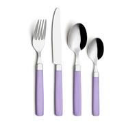 EXZACT Juego de cubiertos de acero inoxidable, 16 piezas, asas de colores, 4 tenedores, 4 cuchillos, 4 cucharas de mesa, 4 cucharas de té