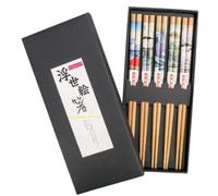 EXZACT Juego de palillos de bambú, 5 pares, onda Fuji colorida, reutilizable, 22,6 cm