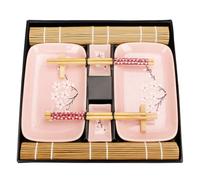 Exzact juego de sushi 10 piezas porcelana platos cuencos bambú esterillas