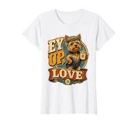EY Up Love Yorkshire Terrier Vintage Divertido Humor Camiseta gráfica económica