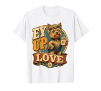 EY Up Love Yorkshire Terrier Vintage Divertido Humor Camiseta gráfica económica