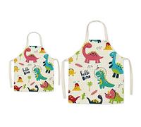 Eyand Padres Delantal para cocinar Niño - Super Lindo patrón de algodón y de Cocina Delantal de la mamá de los niños, Cocinar Pintura delant (Dinosaurio)