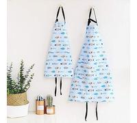 Eyande Padres de Niños Delantal para cocinar - algodón Delantal Familia Delantal con Bolsillo, Padre Hijo Madre Hija Delantal de la panificación, Pintura, jardinería (Fish)