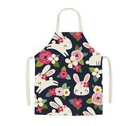 Eyands Delantal de cocina para niños - delantal de cocina de lino con motivo bonito, delantal de cocina con pintura de jardinería, talla unica