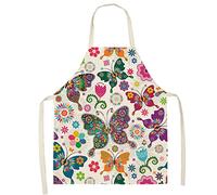 Eyands Delantal de mariposa para niños para cocinar y hornear - Delantal de cocina de lino con diseño lindo para niños, delantal de jardinería con pintura de cocina para niños y niñas