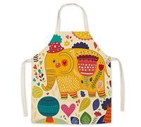 Eyands Delantal infantil para cocinar y hornear, delantal de cocina lindo con patrón de lino para niños para cocinar y pintar, delantal de jardín, elefante, Kindergröße