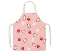 Eyands Delantal infantil para cocinar y hornear, delantal de cocina lindo con patrón de lino para niños para cocinar y pintar, delantal de jardín, fresa, ca. 45 x 55,9 cm