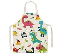 Eyands Delantal infantil para cocinar y hornear, delantal de cocina lindo con patrón de lino para niños para cocinar y pintar, delantal de jardín, Dinosaur, Child