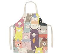 Eyands Delantal infantil para cocinar y hornear, delantal de cocina lindo con patrón de lino para niños para cocinar y pintar, delantal de jardín, diseño de oso, Kindergröße