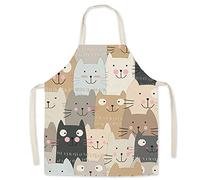 Eyands Delantal para cocinar y hornear de niños, delantal de cocina de lino con bonito patrón, delantal de cocina, pintura y jardinería, Gato., infantil