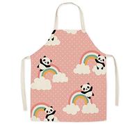 Eyands Delantal para cocinar y hornear de niños, delantal de cocina de lino con bonito patrón, delantal de cocina, pintura y jardinería, Panda, infantil