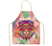 Eyands Delantal para niños con diseño de león para cocinar y hornear - Delantal de cocina de lino con diseño lindo para niños, delantal de jardinería con pintura de cocina para niños y niñas