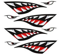 Eyccier Pegatinas de Kayak Boca de tiburón Canoa Kayak Canoa Pesca calcomanías Reflectantes Auto Pegatina Linda 4pcs.
