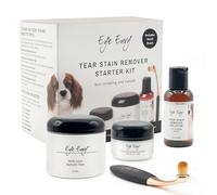 Eye Envy Kit quitamanchas de lágrimas de perrode inicio con cepillo ProPowder | solución antimanchas, almohadillas aplicadoras, polvo antimanchas y cepillo aplicador pequeño | Dura 30-45 días