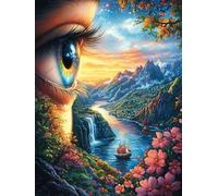 Eye Paisaje de montaña con cascada Puzzle 500 Piezas Educativo 3D Familiar Premium Cuento de hadas fantástico animal Rompecabezas Para Familia Desafío Intelectual DIY Creativo Decoración Hogar 500 PCS