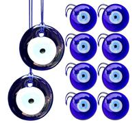 Eye Pendant, 10 Pieces Protection Meaning Souvenir, Glass Ornaments with Blue Rope | Designed with A Sturdy Blue Cord Hanger, The Eye Pendant Charm Ensures Secure Attachment While Maintaining An