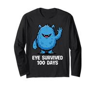 Eye Survived 100 Days of School Monster - Lindo 100th Day Kids Manga Larga