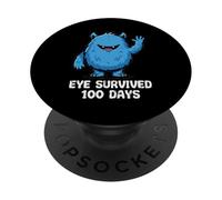 Eye Survived 100 Days of School Monster - Lindo 100th Day Kids PopSockets PopGrip Adhesivo