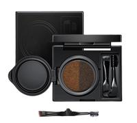 Eyebrow & Eyeliner Cream With Stamp, 2 In 1 Waterproof Brow Powder & Eyeliner Cream, Double Color Mist Air Cushion Eyebrow Cream Waterproof And Smudge-Proof, With Double Ended Brush (02#)