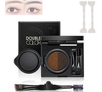 Eyebrow & Eyeliner Cream with Stamp,Multi-functional Double Color Eyebrow Cream Waterproof,2 in 1 Eyebrow Stencil Kit,Natural Smudge-proof Eyeliner Cream (02# Brown)