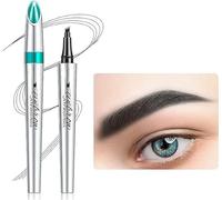 Eyebrow Pencil, Eyebrows Pen with 4 Micro-Fork Tip, 3D Waterproof Microblading Liquid Brow Tattoo Tint Pencil, Fills Brows for Rapid Draw Natural Makeup Collection Beginners Girls (Black)
