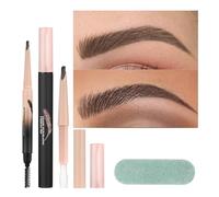 Eyebrow Pencil Set - 2X Brow Tools for Women | Solid 2.6g and Liquid 0.6ml, Teardrop Angled Brush, 4 Prong Fork Tip, Quick Drying Stay On All Day, Black Color Cosmetic
