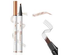 Eyebrow Pencil with 4 Fork Tip, 3D Microblading Eyebrow Pencil Natural Makeup Fine Stroke Magic Eyebrow Pencil, Microblading Eyebrow Pen Long-Lasting on All Day(Light brown)