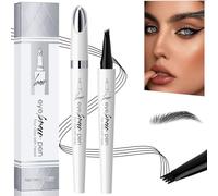 Eyebrow Pencil with 4 Fork Tip, Long-Lasting Eyebrow Smudge-Resistant Pencil Waterproof Brow Pen, 3D Microblading Brow Tint Pens for Makeup Beginners Stays (Black)