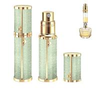 EYECURL 5ml Perfume Atomiser, Pocket Leakproof Perfume Travel Refillable bottle for Fragrance Lovers Home Outdoor Business Trip (Jade/Gold, 8.5cm)