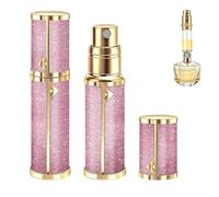 EYECURL 5ml Perfume Atomiser, Pocket Leakproof Perfume Travel Refillable bottle for Fragrance Lovers Home Outdoor Business Trip (Rosa/Dorado, 8.5cm)