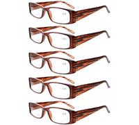 Eyekepper 5-Pack bisagras de primavera lectores de gafas rectangulares de lectura marrón (marrón Raya,+0.00)