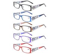 Eyekepper 5-Pack Gafas de lectura de cristal elegante apariencia aeropittura armas de las bisagras del resorte de las mujeres +2.75