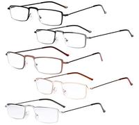 Eyekepper 5-Pack Straight delgado marco de metal estampado de mitad-ojos estilo gafas de lectura lectores, +1.00, Mix-NEW, 5