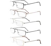 Eyekepper 5-Pack Straight delgado marco de metal estampado de mitad-ojos estilo gafas de lectura lectores, +1.50, Mix-NEW, 5