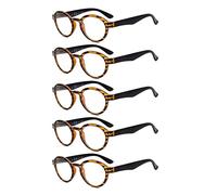 Eyekepper 5 pieza de bisagras de primavera ronda retro lectores de Gafas de lectura (Ámbar, 3.50)