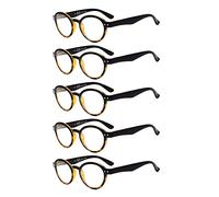 Eyekepper 5 pieza de bisagras de primavera ronda retro lectores de Gafas de lectura (Negro/Amarillo, 1.75)
