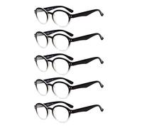 Eyekepper 5 pieza de bisagras de primavera ronda retro lectores de Gafas de lectura (Negro/Claro, 2.25)