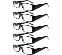 Eyekepper 5 Piezas Bisagras de resorte Gafas de lectura rectangulares(Negro, 2.75)