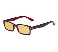 Eyekepper Bloqueo de luz azul Gafas de ordenador con Lente teñida de ámbar Mujeres Hombres - Gafas Retro - Negro Rojo