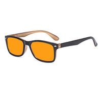 Eyekepper Blue Light Glasses with Orange Tinted Filter Lens for Nighttime Sleeping Women Men - Blocking UV Rays Computer Reading Glasses - Black Brown +2.00