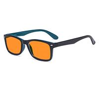 Eyekepper Blue Light Glasses with Orange Tinted Filter Lens for Nighttime Sleeping Women Men - Blocking UV Rays Computer Reading Glasses - Black Blue +1.50