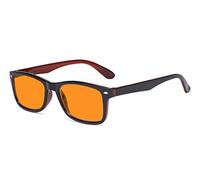 Eyekepper Blue Light Glasses with Orange Tinted Filter Lens for Nighttime Sleeping Women Men - Blocking UV Rays Computer Reading Glasses - Black Red +1.00