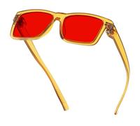 Eyekepper Gafas de dormir con marco de gran tamaño con filtro de luz azul y luz verde, lentes rojas, gafas de noche para un sueño optimizado, amarillo, +0.00