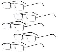 Eyekepper Gafas de lectura 5-Pack Marco de metal estampado Recta Delgado estilo mitad-ojo bronce +4.0