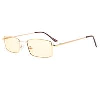 Eyekepper la memoria de titanio gafas de ordenador puente 50% luz azul bloqueo gafas de lectura ámbar lentes teñidos (Oro,+1.50)