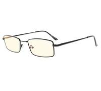 Eyekepper la memoria de titanio gafas de ordenador puente 50% luz azul bloqueo gafas de lectura ámbar lentes teñidos (Negro,+2.00)