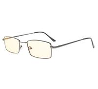 Eyekepper la memoria de titanio gafas de ordenador puente 50% luz azul bloqueo gafas de lectura ámbar lentes teñidos (Gunmetal,+2.25)